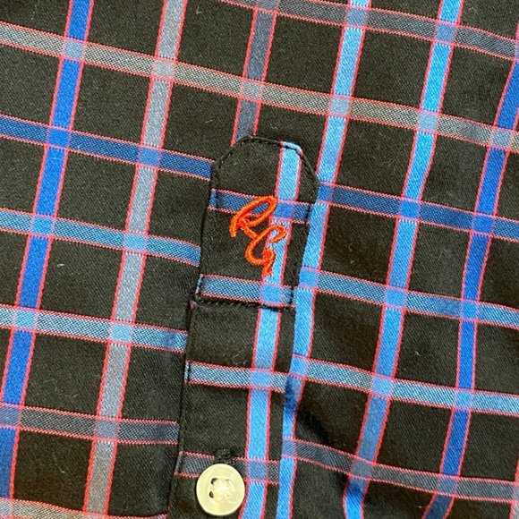 Robert Graham Black Blue Plaid Classic Fit Button Up Casual Dress Shirt‎ Men's M - Picture 8 of 12